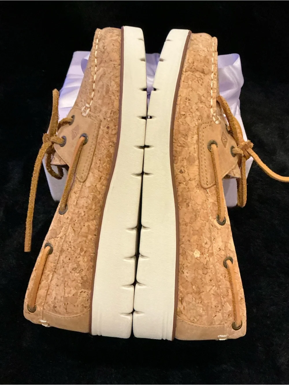 Sperry Cork-Textured Boat Shoes in Tan Women’s 7.5